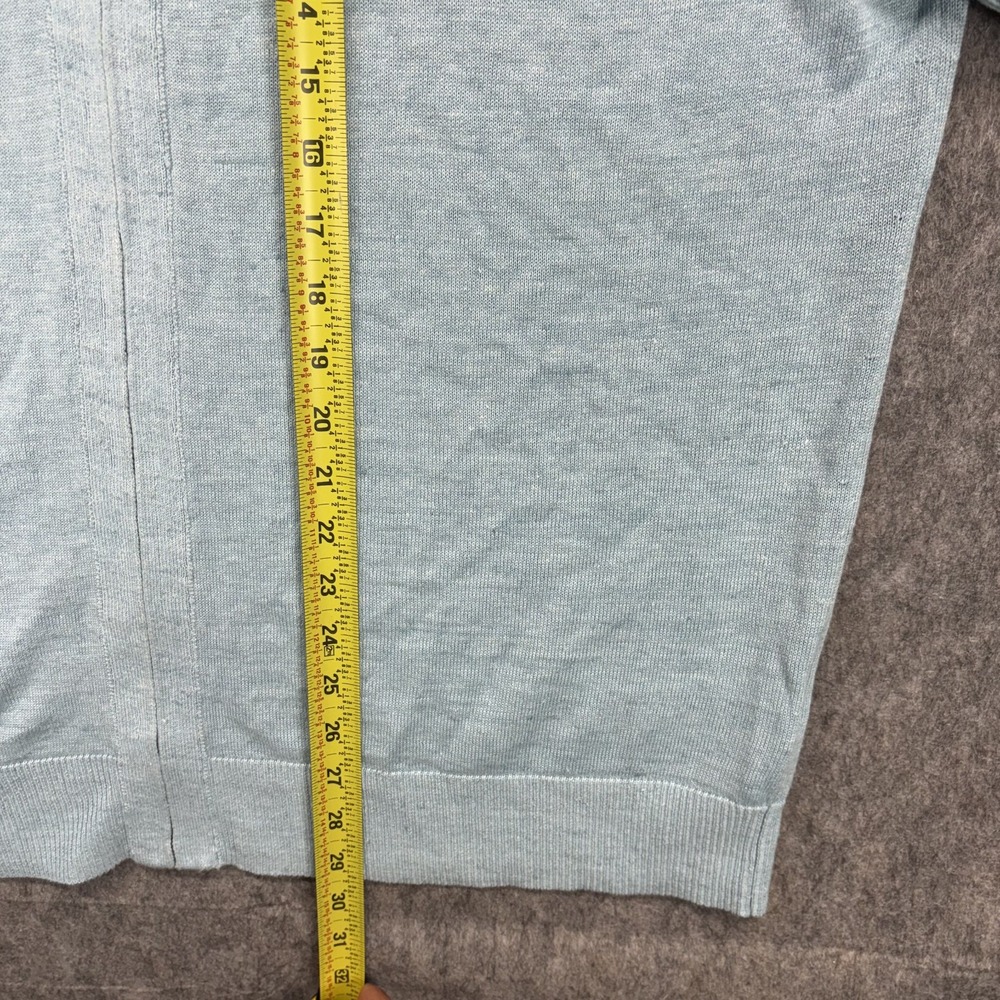 Banana Republic Full Zip Linen Blend Shirt Men's Short Sleeve Blue Collared - Picture 4 of 8